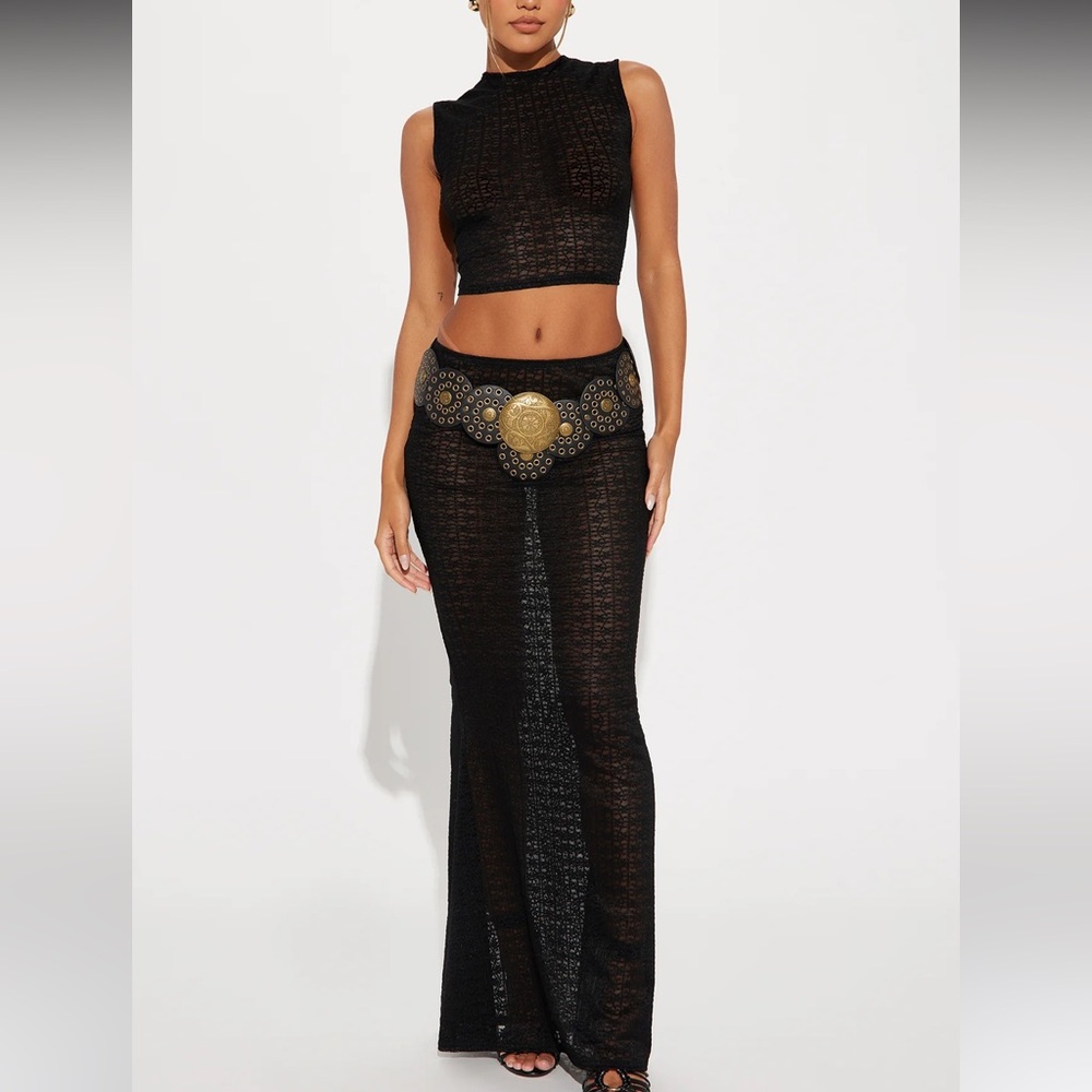 fashion nova wynona lace skirt set (belt not included)